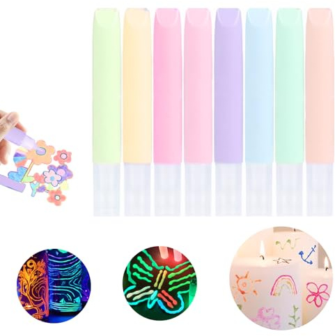8 Stück Im Dunkeln Leuchtender Kerzenstift Wachsstifte, Je 10ml Kerzen Bemalen Set, Candle Pen, Kerzenmalstifte, Ideal Zum Dekorieren & Gestalten (Grundfarbe)