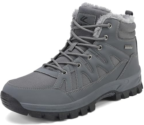 FLARUT Herren Winterstiefel Winterschuhe Schneeschuhe | Warme Gefüttert,Microfaser und Oxford-Gewebe Obermaterial,Wasserabweisend,Rutschfest TPR Sohle