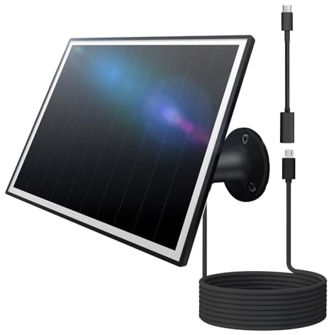 Panneau solaire de 8W pour caméra de sécurité extérieure, chargeur de panneau solaire 5V avec ports Micro USB et USB - C, compatible avec les sorties DC 5V d' wyze et reolink.
