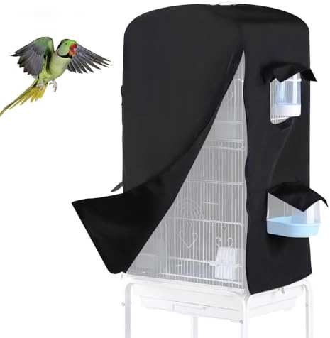 DONGKER Papagei Käfig Abdeckung, Wasserdicht Vogelkäfig Abdeckung mit Kleine Fensterdesign, 82x45x34 cm, Waschbar Vogelkäfig Schutzhülle mit Reißverschluss für Vögel, Papageien, Sittiche, Aras