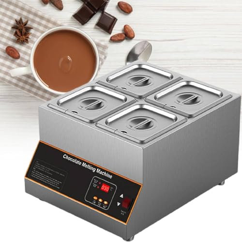 YLANMEI Olla para derretir Chocolate | Templadora de Chocolate Profesional con Control Digital | Máquina Comercial eléctrica para derretir Chocolate | 12 kg | 0-185 ℉ Ajustable | 500 W,4tank