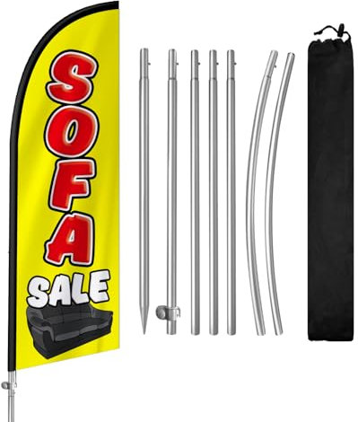 Sofa Sale Feather Flag,8FT Sofa Sale Advertising Flag with Stainless Steel Flagpole,Ground Spike,Signs for Businesses and Storefronts