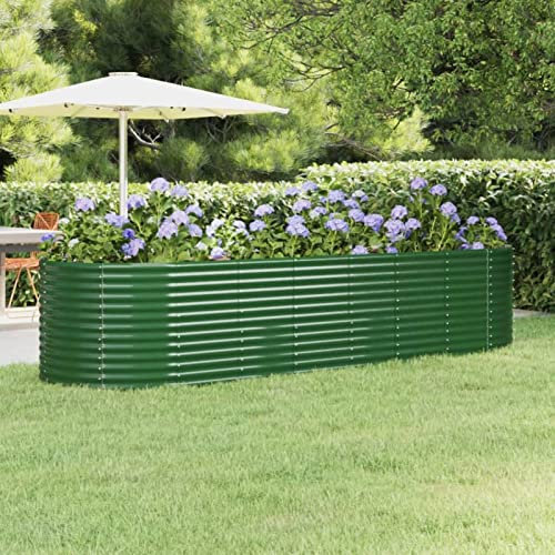 Xichuzi Hochbeet Pulverbeschichteter Stahl 322x100x68 cm Grün, Palettenrahmen, Hochteich, Gemüsebeet, Kräuterregal Balkon, Blumenbeet, Kräuterspirale, Tomatenbeet, Pflanzhochbeet - 319068