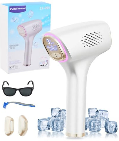 IPL Geräte Haarentfernung Laser mit Kühlfunktion, 470-1100NM Effizientes IPL Haarentfernungsgerät, mit 3-In-1 Funktionen, 9 Energiestufen, 990.000 Lichtimpulse, für Damen Männlich Gesicht Ganzkörper