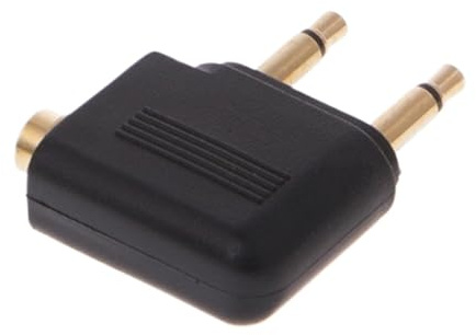 Adaptador de avión genérico para auriculares, auriculares de avión, toma de auriculares doble portátil, auriculares y accesorios compactos y pesados, aviación para familiares y amigos