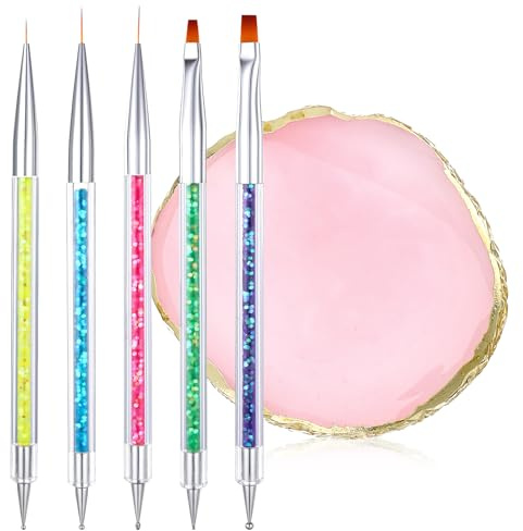 LIQWEI Maniküre Gemalt Palette mit 5 Nagel bürsten, Harz Nagel Kunst Palette, Nail Art Dotting Tools Nagelpinsel Nail Art Make Up Paletten Nagelmalerei Display Fach für DIY Nail-Art Design