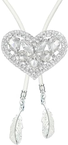 PEARLY JUN Bolo-Krawatte Western-Cowboy für Herren und Damen, Bolo Tie Strass, Bling, Cowboy, Braunes Leder, Bolokrawatte, Landhausstil, Stringwear, Hemd, Weste, Western Accessoires Männer