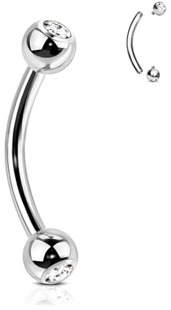 Agrewd G23 Piercing en titane massif 16 g Barre de sourcil verticale en argent 8 mm Daith Tragus Piercing Bijoux minimaliste fileté à l'intérieur Barre incurvée
