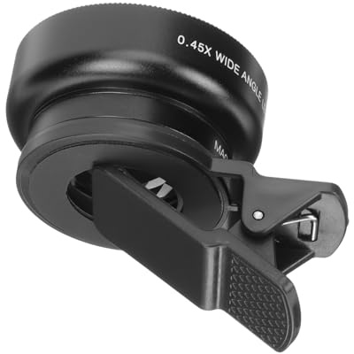 Lurrose Lente Macro con Clip para Móvil Lente Gran Angular Externa De Alta Definición para Teléfono Celular Color Negro