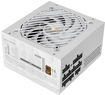 Mars Gaming MPB650SIM, Alimentation Full Modulaire ATX 650W, Garantie 7 Ans, 80Plus Bronze 230V EU, Ventilateur SI 120mm, Technologie AI2-RPM, DC-DC et SMD, Condensateurs Japonais 105 °C, Blanc