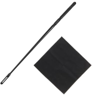 Piccolo Reinigungsstab Satz mit 1 Stab und 1 Tuch für Flöte | Schwarz, Kunststoff und Stoff, Waschbar, Handlich, Zubehör für Piccolo