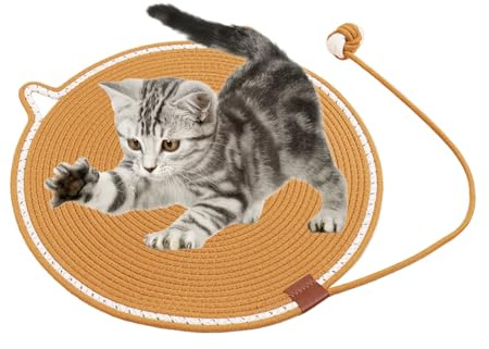 Tappetino Tiragraffi Per Gatti, Rotondo Con Corda In Cotone E Palla Giocattolo, Tappeto Antigraffio, Cuscino Per Gatti, Lettino, Protezione Divani E Mobili, Tappetino Per Interni