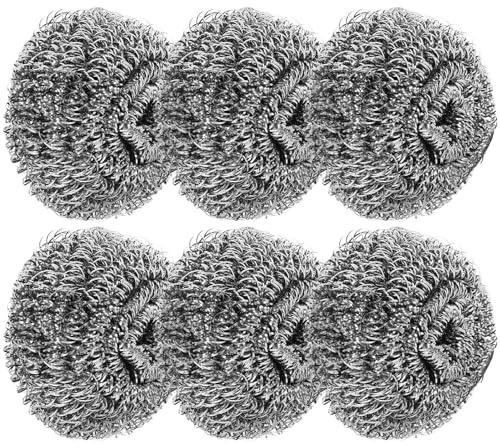 ANDRESLAD 6 Piezas Estropajos de Acero Inoxidable Reutilizables para Cocina Esponjas Compactas No Rayan para Ollas Platos y Sartenes Limpiador Multiusos para Utensilios y Estufas