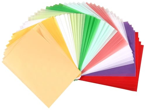 DESPOINA 10 Farben Transparentpapier Bunt, 50 Blatt Bastelpapier Transparent, 100 g/m² Pergamentpapier Bunt, für Transparentpapier Zum Bedrucken, Zum Tracing Paper und Zum Pergamentpapier für Laternen