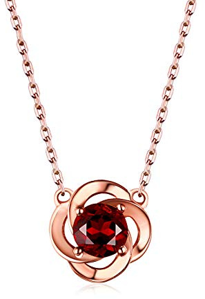 HLTYGWX Pläterad 18K Rose Granat Flower Halsband Mode färg Smycken nyckelbenet kedja