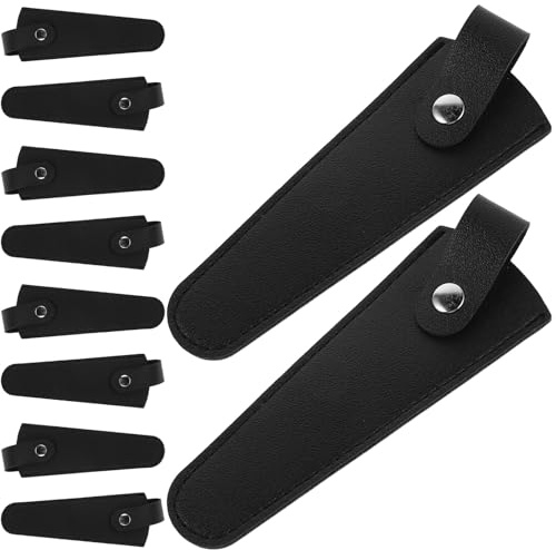 Sewroro 10Pcs Black Leather Shear Cases for Barber Hairdressing Scissors, Stylist Tool Box Organizer, Pruning Shears Pouch with Hanging Loop for Salon and Garden Use