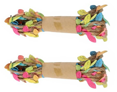 jojofuny 2pcs 2M Colorful Simulation Leaves Rope Natural Jute Twine for DIY Flower Bouquet Packing and Home Decor Craft Accessories