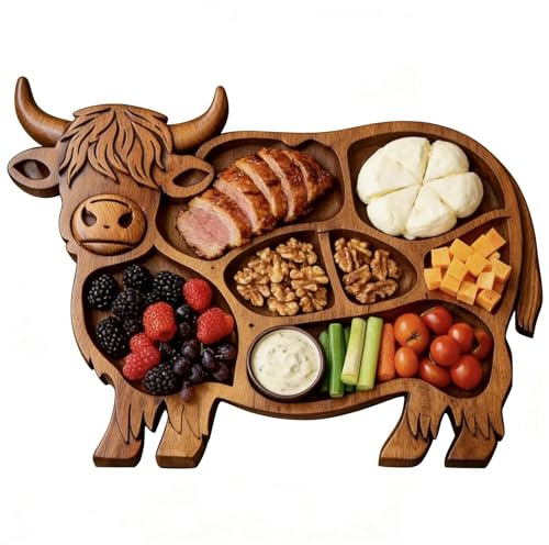 Generico Tagliere per antipasti a forma di, di salumi in legno, vassoio da portata per snack e formaggi in stile rustico, accessorio da cucina, multiuso per riunioni di famiglia durante le