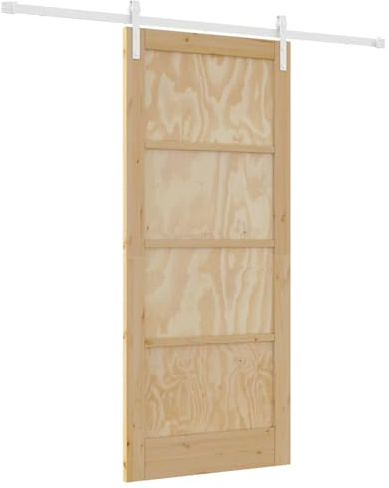 vidaXL Schiebetür Natürlich und Weiß 86 x 198,5 cm, Moderne Innentür, rechteckig und platzsparend, aus Kiefernholz, elegant, perfekt fürs Schlafzimmer