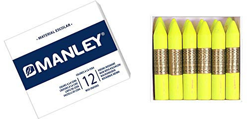 Manley Wachsmalstifte, einfarbig, Zitronengelb, Nr. 2, 12 Stück