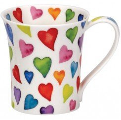 Dunoon Tasse en porcelaine anglaise Motif cœurs chauds