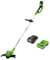 Greenworks Coupe-bordures sans fil 24V 30cm avec Batterie 2Ah et Chargeur, Tte de Coupe Rotative et Inclinable, Poignee upplementaire G24LT30MK2