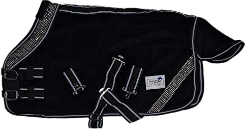 Fleece Schwarz Grau Decke Abschwitzdecke Minipony Glitzer Minishetty Shetty Falabella 60 65 70 75 80 85 90 95 100 (75)