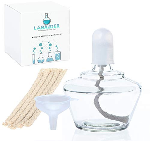 Classic Style Alcohol Burner Lamp Glass Bunsen Burners Lab Equipment Heating 150ml with 5 Free Replacement 6inch Wicks and Funnel