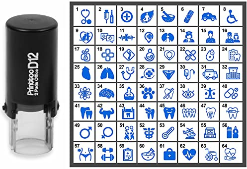 Printtoo Personalized Thème médical Icons ronde en caoutchouc Tampon auto Encrage Stamper 12 mm-Bleu