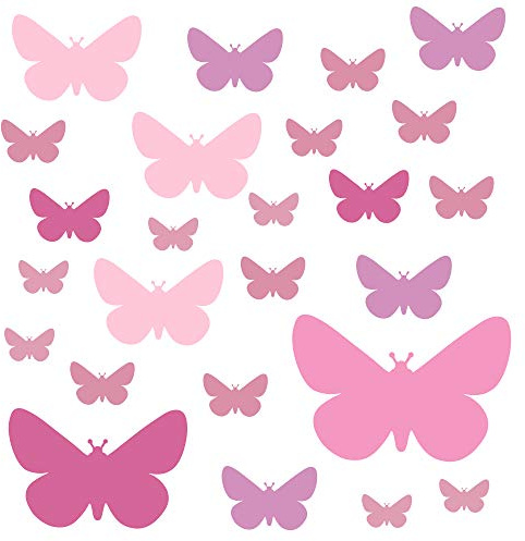 PREMYO 25 Schmetterlinge Wandsticker Kinderzimmer Mädchen - Wandtattoo - Wandaufkleber Selbstklebend Pastell Rosa