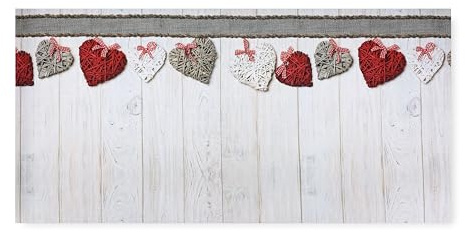 Tex Family Teppichläufer für die Küche, rutschfest, mit Herzen, Shabby-Motiv, 50 x 140 cm