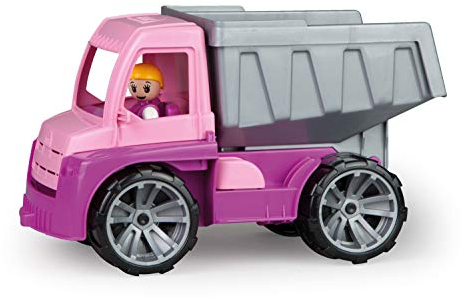 Lena 04451 TRUXX ca. 27 cm, lekfigur, robust dumpbil, leksaksfordon för flickor från 2 år och framåt, i rosa, lila