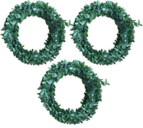 DUOER 3pcs 7,5 Millones de Hiedra Artificial Garland follaje Hojas Verdes de la Vid simulada for la Ceremonia de Boda del Partido de Bricolaje Diademas (Hojas pequeñas)