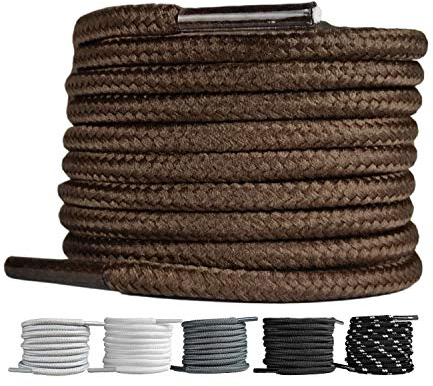 LaceHype 2 Paar - Premium Runde Schnürsenkel [ Ø4,5 mm ] Polyester für Arbeitsschuhe, Stiefel, Outdoorschuhe und Sportschuhe reißfeste Schuhbänder (Braun, 110cm)