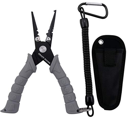 CRAZY SHARK Multifunktionale Angelzangen Linie Cutter Hook Remover Tackle mit Scheide und Lanyard