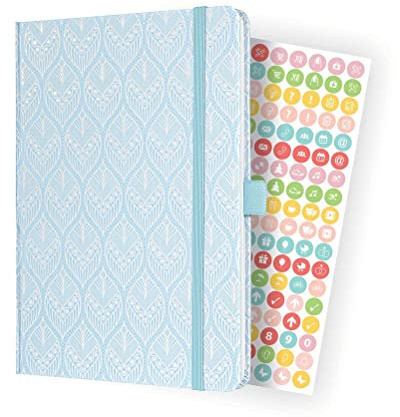 SIGEL J2309 Wochenkalender Jolie 2022 - Blue Lace - ca. A5 - blau - Hardcover - 174 Seiten - mit fröhlichem Kalendarium, vielen Infos und praktischen Stickern - FSC-zertifiziert - Terminplaner