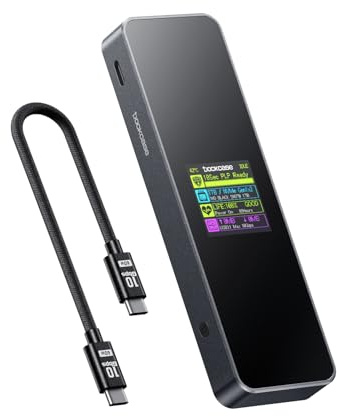 DockCase Smart SSD Enclosure 10s Power Loss Protection, M.2 NVMe Enclosure Real-time SSD Health Detection, Auxilliary Power Supprt USB-C 3.2 (10Gbps) for NVMe Up to 4TB
