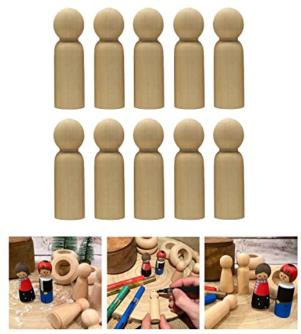 Oblique Unique® Holz Figuren zum Bemalen Echtholz Holzdeko zum Basteln Spielen DIY Deko für Weihnachten Weihnachtsdeko Tischdeko (Holz Figuren - 10 Stück Männer)
