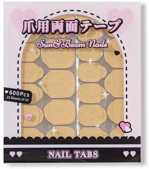 Sun&Beam Nails Jelly Nail Tabs für Press-On Nägel, 0.3mm Ultra-Dünn & Wasserfest, Große Größe für breitere Nägel, Starker Halt 600 Stück (Große Größe) | Große Größe für Nägel von ca. 9 bis 18 mm, mit 600 transparenten Pads.