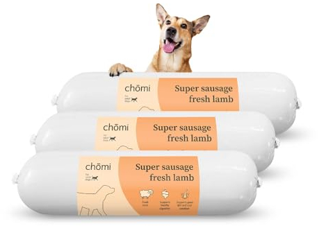 Chōmi Dog Super Sausage Fresh Lamb 8-er Pack | (200g x 8) Hundefutter | Nassfutter Für Hunde | Lammwurst für Hunde | Adult | Getreide- und konservierungsmittelfrei | Mit Meeresalgen | Barf