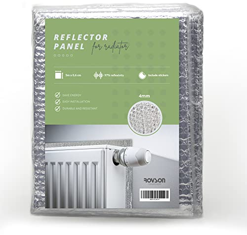 ROVSON Pannelli Termoriflettenti per Termosifoni Isolante Termico Termosifoni 5x0,6m (4mm) Pannelli Isolanti Termici Include Adesivi