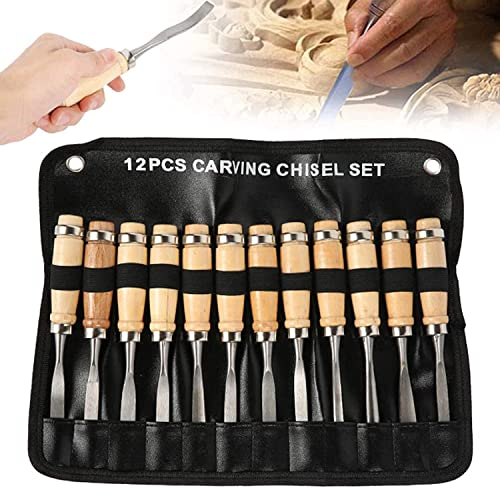 OITTo Holzschnitzmesser-Set mit Segeltuchkoffer, Handschnitzwerkzeug-Set Kohlenstoffstahl-Holzschnitzwerkzeug-Messer-Kit für Anfänger, Hobbyisten und Profis