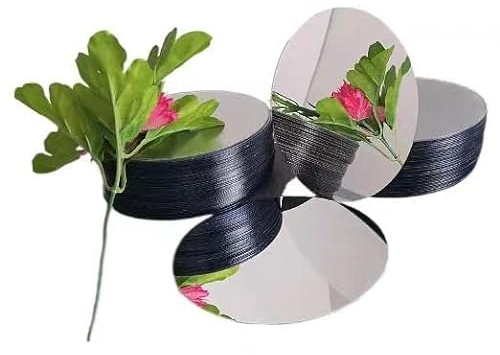 Yxyaolee 30-teiliger Spiegel Selbstklebender Mini-Rundspiegel aus Acryl Kleiner Spiegelaufkleber aus Kunststoff, Spiegeltablett für Basteldekoration, DIY-Projektzubehör (5 x 5 cm)