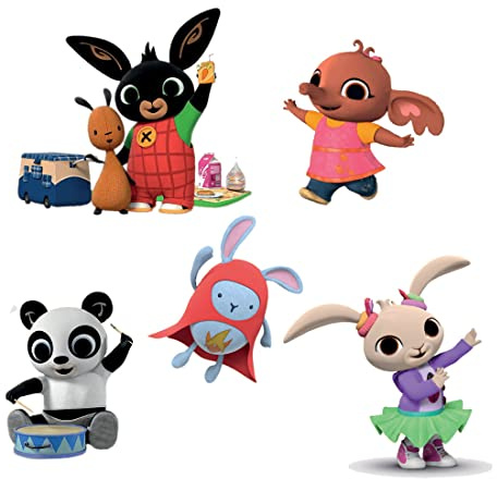Cake Topper Picks con cartoncino sagomato 5pz personaggio a scelta per compleanno ed eventi di ogni genere elementi decorativi decorazioni per dolci (Coniglietto Bing)