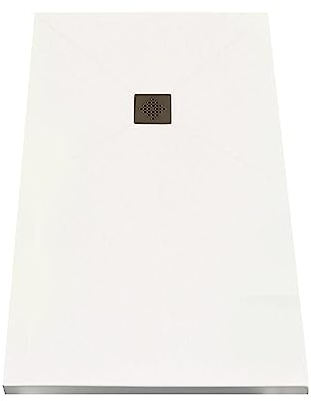 SOULBATH Plato de Ducha - Resina - Textura Pizarra - Antideslizante - Color Blanco - 150X70- Extraplano - Incluye Válvula desagüe+Rejilla