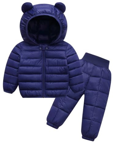 LAVIQK 2 Piece Toddler Winter Coats and Matching Pants Lightweight Puffer Padded Jacket for Baby Infant Outerwear Boys Girls Clothing Set Snowsuit Ski Suit