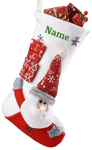 witfox Personalisierte weihnachtsstrumpf - Nikolausstrumpf Personalisiert Weihnachtsdekorationen Personalisierte Weihnachtssocken für Kinder mit Namen 3er Set