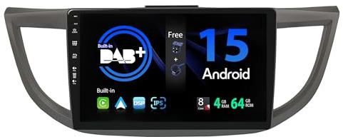 SXAUTO【Built-in DAB】Android 15 IPS Car Stereo For Honda CRV (2012-2016) - Wireless CarPlay/Android Auto - Camera + MIC - 4G+64G - 10.1 Inch 2 Din - AHD Steering Wheel Fast-boot 360-CAM DSP LED WIFI