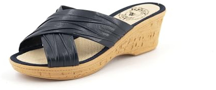 JOMIX Sandales Compensées Femme avec Bande Croisée Pantoufles d'été Sandales Anatomiques Confortables Fabriqué en Italie (Marine, 41)