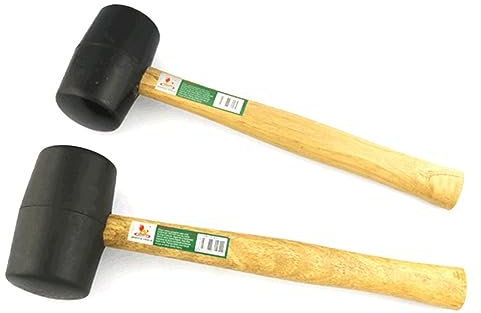 BESTonZON 300g Gummihammer Schwarz Doppelkopfhammer Elastischer Gummihammer Für Holzarbeiten Robust Mit Hartholzschaft Stoßfest Für Fliesen Und